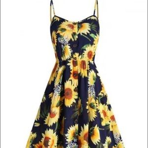 sunflower spaghetti strap summer dress